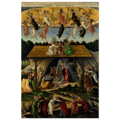 The Mystical Nativity by Sandro Botticelli | Vintage Wall art print - 60x90 cm / 24x36″ - Wood Prints - 
