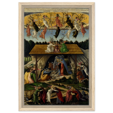 The Mystical Nativity by Sandro Botticelli | Vintage Wall art print - 30x45 cm / 12x18″ - Framed Canvas - Wood frame