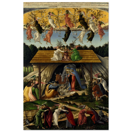 The Mystical Nativity by Sandro Botticelli | Vintage Wall art print - 60x90 cm / 24x36″ - Aluminum Print - 