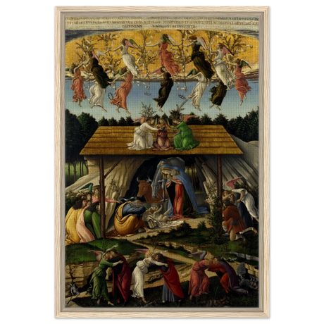 The Mystical Nativity by Sandro Botticelli | Vintage Wall art print - 50x75 cm / 20x30″ - Framed Canvas - Wood frame