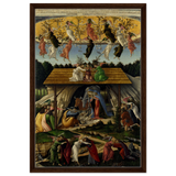 The Mystical Nativity by Sandro Botticelli | Vintage Wall art print - 50x75 cm / 20x30″ - Framed Canvas - Dark wood frame