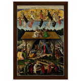 The Mystical Nativity by Sandro Botticelli | Vintage Wall art print - 30x45 cm / 12x18″ - Framed Canvas - Dark wood frame