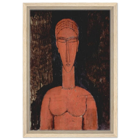 The Red Bust (1913) by Amedeo Modigliani | Vintage wall art print | Expressionism - Framed Canvas - 30x45 cm / 12x18″ - Wood frame