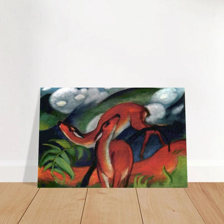 The Red Deer II – Franz Marc | Vintage Art Print - Brushed Aluminum Print - 60x90 cm / 24x36″ - 