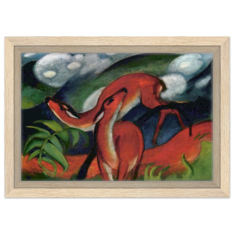 The Red Deer II – Franz Marc | Vintage Art Print - Framed Canvas - 20x30 cm / 8x12″ - Wood frame