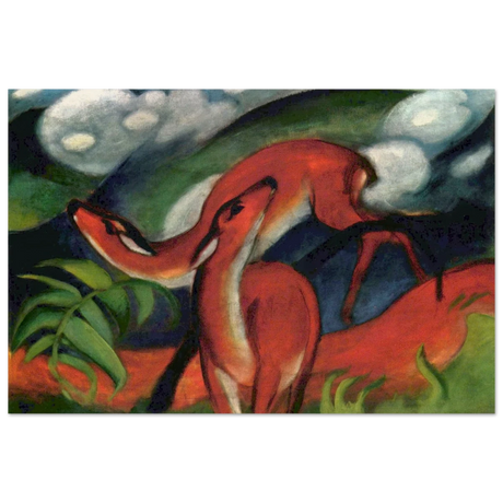 The Red Deer II – Franz Marc | Vintage Art Print - Wood Prints - 50x75 cm / 20x30″ - 