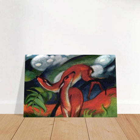 The Red Deer II – Franz Marc | Vintage Art Print - Brushed Aluminum Print - 40x60 cm / 16x24″ - 