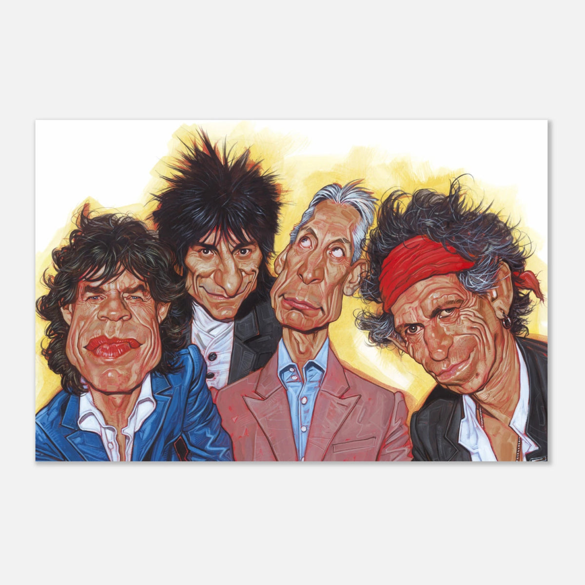 The Rolling Stones – A Rock & Roll Caricature Tribute - 60x90 cm / 24x36″ - Aluminum Print - 