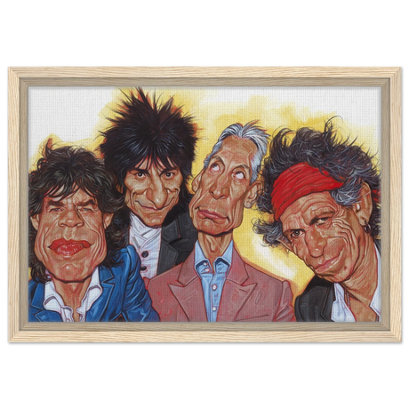 The Rolling Stones – A Rock & Roll Caricature Tribute - 30x45 cm / 12x18″ - Framed Canvas - Wood frame