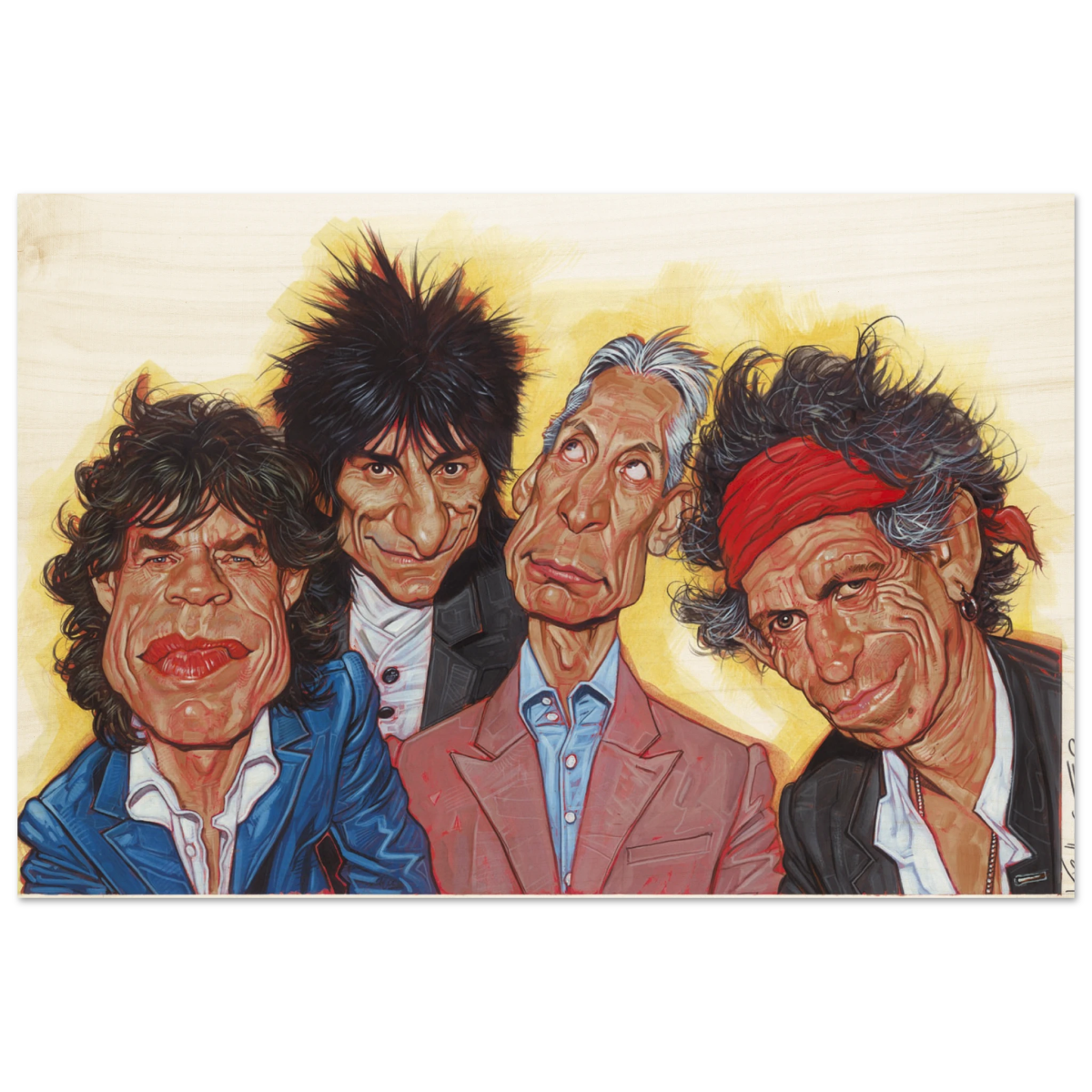 The Rolling Stones – A Rock & Roll Caricature Tribute - 60x90 cm / 24x36″ - Wood Prints - 