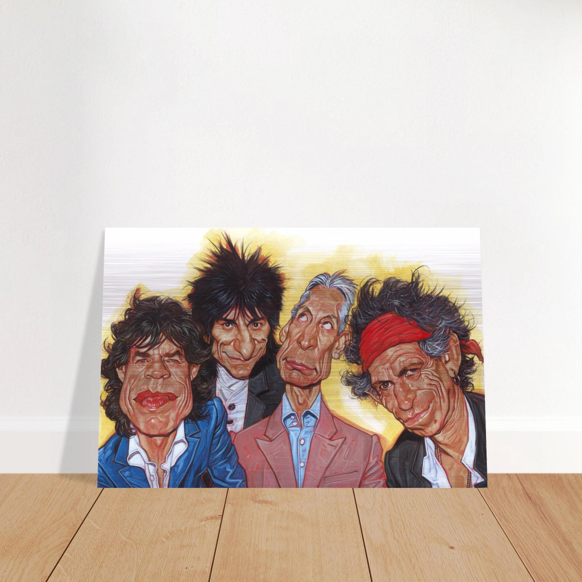 The Rolling Stones – A Rock & Roll Caricature Tribute - 50x75 cm / 20x30″ - Brushed Aluminum Print - 