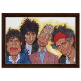 The Rolling Stones – A Rock & Roll Caricature Tribute - 30x45 cm / 12x18″ - Framed Canvas - Dark wood frame