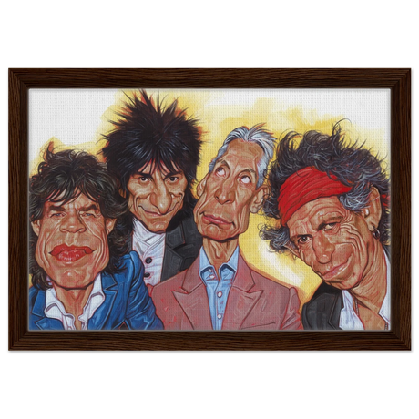 The Rolling Stones – A Rock & Roll Caricature Tribute - 30x45 cm / 12x18″ - Framed Canvas - Dark wood frame