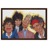 The Rolling Stones – A Rock & Roll Caricature Tribute - 50x75 cm / 20x30″ - Framed Canvas - Dark wood frame