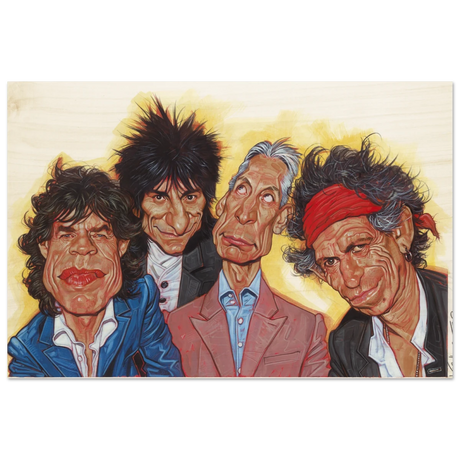 The Rolling Stones – A Rock & Roll Caricature Tribute - 50x75 cm / 20x30″ - Wood Prints - 