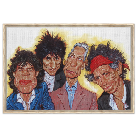 The Rolling Stones – A Rock & Roll Caricature Tribute - 60x90 cm / 24x36″ - Framed Canvas - Wood frame