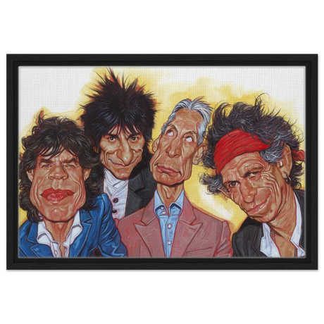 The Rolling Stones – A Rock & Roll Caricature Tribute - 40x60 cm / 16x24″ - Framed Canvas - Black frame