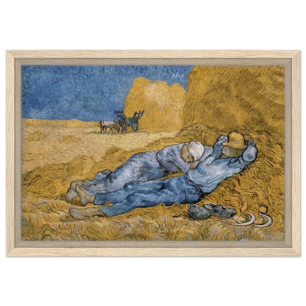 The Siesta | Noon: Rest from Work, 1889, by Vincent van Gogh | Vintage wall art print - Framed Canvas - 30x45 cm / 12x18″ - Wood frame