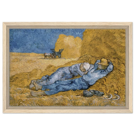 The Siesta | Noon: Rest from Work, 1889, by Vincent van Gogh | Vintage wall art print - Framed Canvas - 30x45 cm / 12x18″ - Wood frame