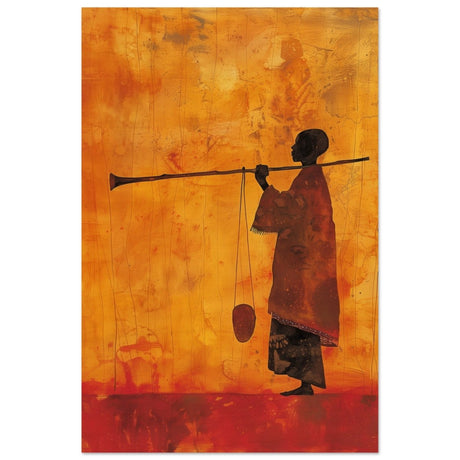 The Silent Journey V1 | Ethnic and Cultural Figurative Art | Minimalist Expressionism wall art print - Wood Prints - 30x45 cm / 12x18″ - 