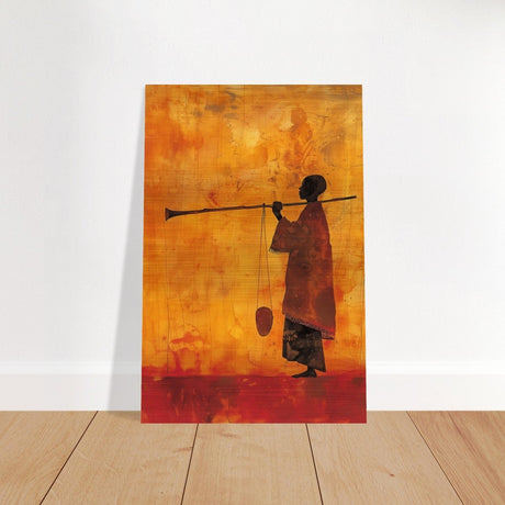 The Silent Journey V1 | Ethnic and Cultural Figurative Art | Minimalist Expressionism wall art print - Brushed Aluminum Print - 30x45 cm / 12x18″ - 