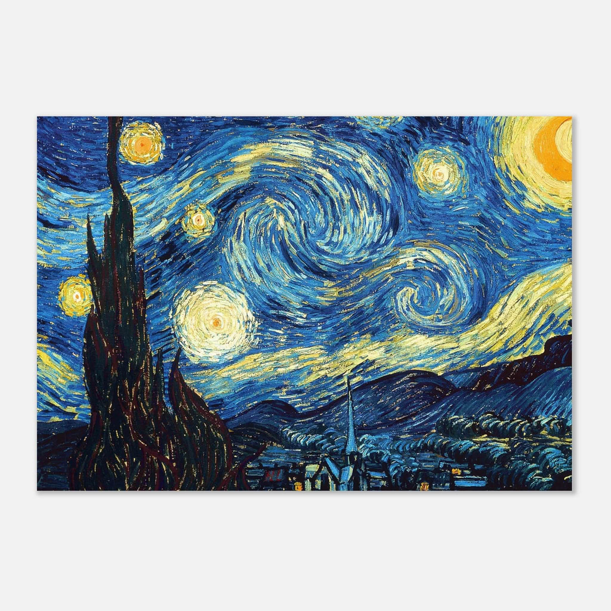 The Starry Night by Vincent van Gogh - Aluminum Print - 70x100 cm / 28x40″ - 