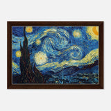 The Starry Night by Vincent van Gogh - Framed Canvas - 30x45 cm / 12x18″ - Dark wood frame
