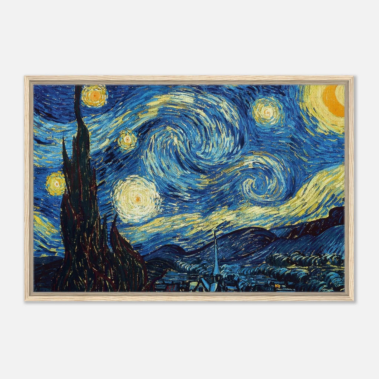 The Starry Night by Vincent van Gogh - Framed Canvas - 60x90 cm / 24x36″ - Wood frame