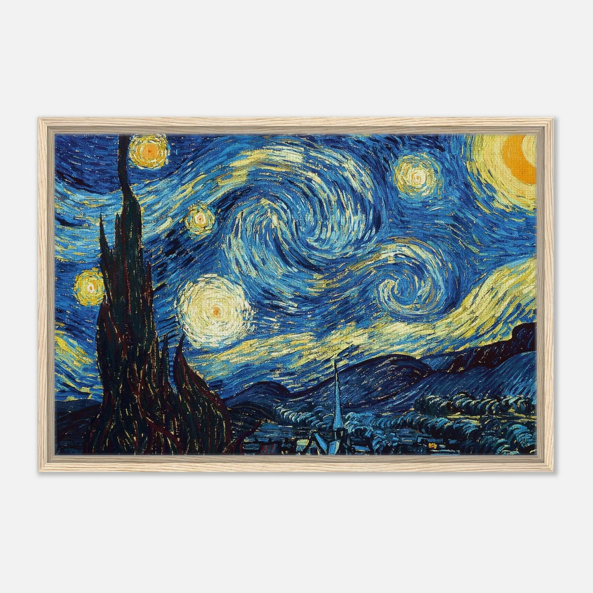 The Starry Night by Vincent van Gogh - Framed Canvas - 50x75 cm / 20x30″ - Wood frame