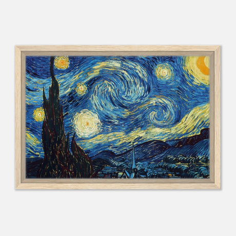 The Starry Night by Vincent van Gogh - Framed Canvas - 30x45 cm / 12x18″ - Wood frame
