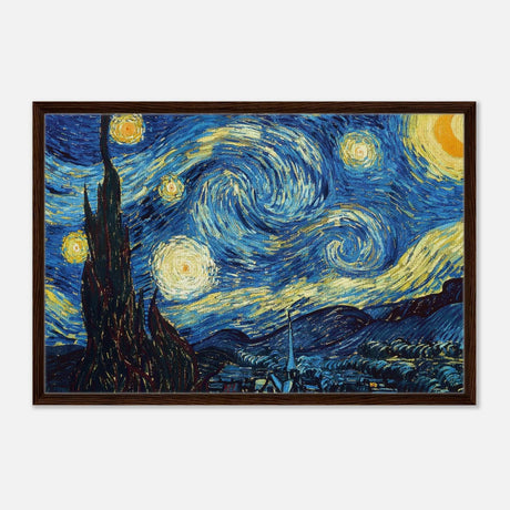 The Starry Night by Vincent van Gogh - Framed Canvas - 60x90 cm / 24x36″ - Dark wood frame