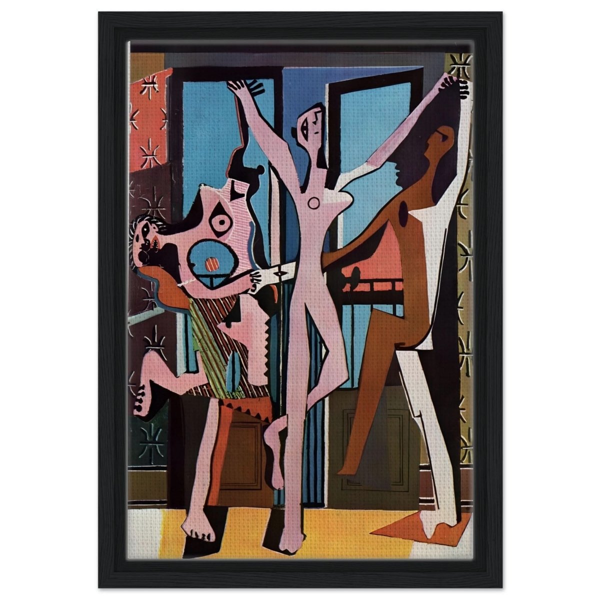 The Three Dancers by Pablo Picasso 1925 | Cubism wall art print - Framed Canvas - 30x45 cm / 12x18″ - Black frame