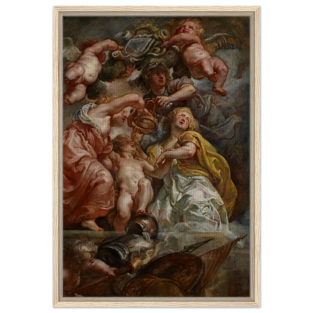 The Union of England and Scotland (Charles I as the Prince of Wales) – Artwork by Peter Paul Rubens | Wall art Print - Framed Canvas - 50x75 cm / 20x30″ - Wood frame