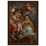 The Union of England and Scotland (Charles I as the Prince of Wales) – Artwork by Peter Paul Rubens | Wall art Print - Framed Canvas - 40x60 cm / 16x24″ - Dark wood frame