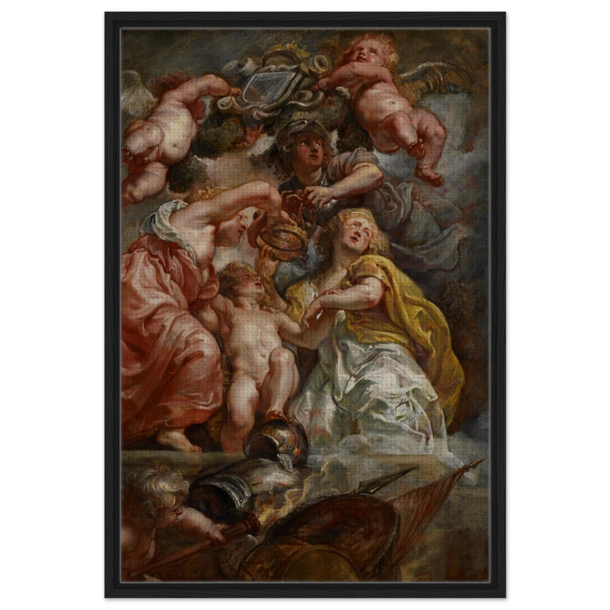 The Union of England and Scotland (Charles I as the Prince of Wales) – Artwork by Peter Paul Rubens | Wall art Print - Framed Canvas - 60x90 cm / 24x36″ - Black frame