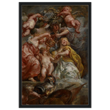 The Union of England and Scotland (Charles I as the Prince of Wales) – Artwork by Peter Paul Rubens | Wall art Print - Framed Canvas - 60x90 cm / 24x36″ - Black frame
