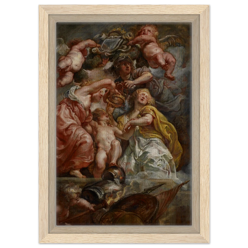 The Union of England and Scotland (Charles I as the Prince of Wales) – Artwork by Peter Paul Rubens | Wall art Print - Framed Canvas - 20x30 cm / 8x12″ - Wood frame