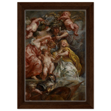 The Union of England and Scotland (Charles I as the Prince of Wales) – Artwork by Peter Paul Rubens | Wall art Print - Framed Canvas - 20x30 cm / 8x12″ - Dark wood frame
