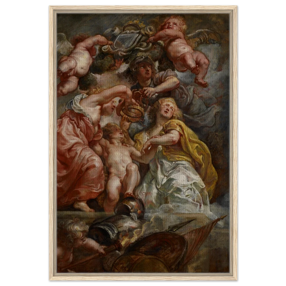 The Union of England and Scotland (Charles I as the Prince of Wales) – Artwork by Peter Paul Rubens | Wall art Print - Framed Canvas - 60x90 cm / 24x36″ - Wood frame