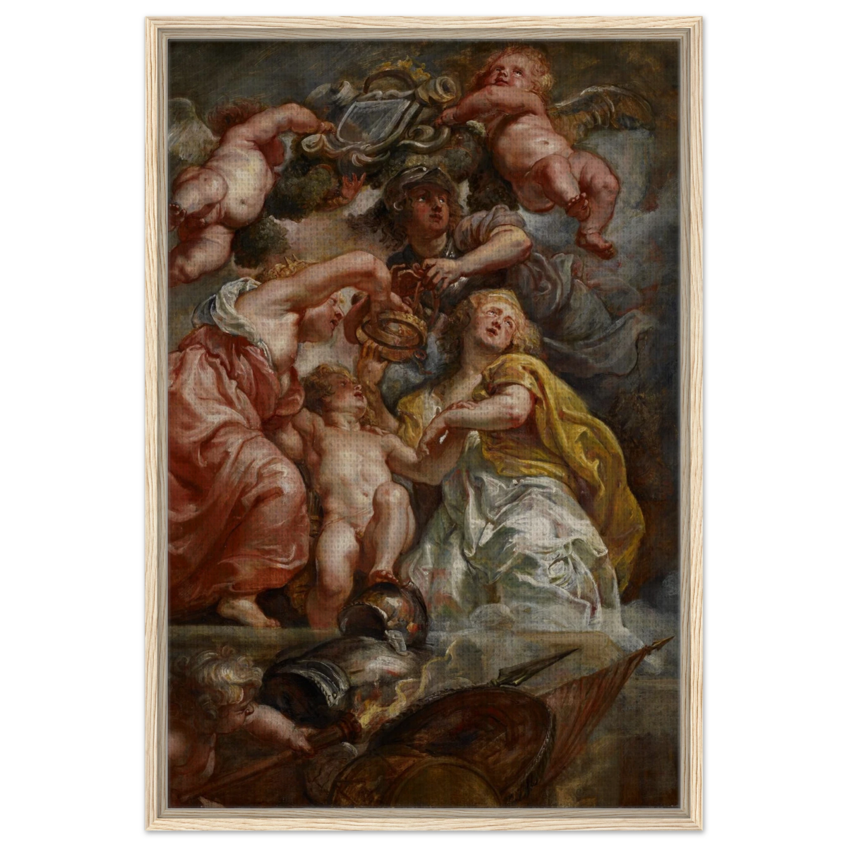 The Union of England and Scotland (Charles I as the Prince of Wales) – Artwork by Peter Paul Rubens | Wall art Print - Framed Canvas - 60x90 cm / 24x36″ - Wood frame