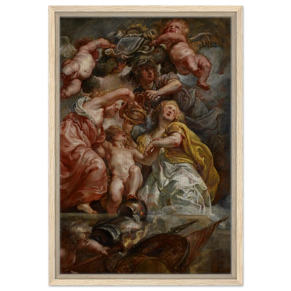 The Union of England and Scotland (Charles I as the Prince of Wales) – Artwork by Peter Paul Rubens | Wall art Print - Framed Canvas - 40x60 cm / 16x24″ - Wood frame