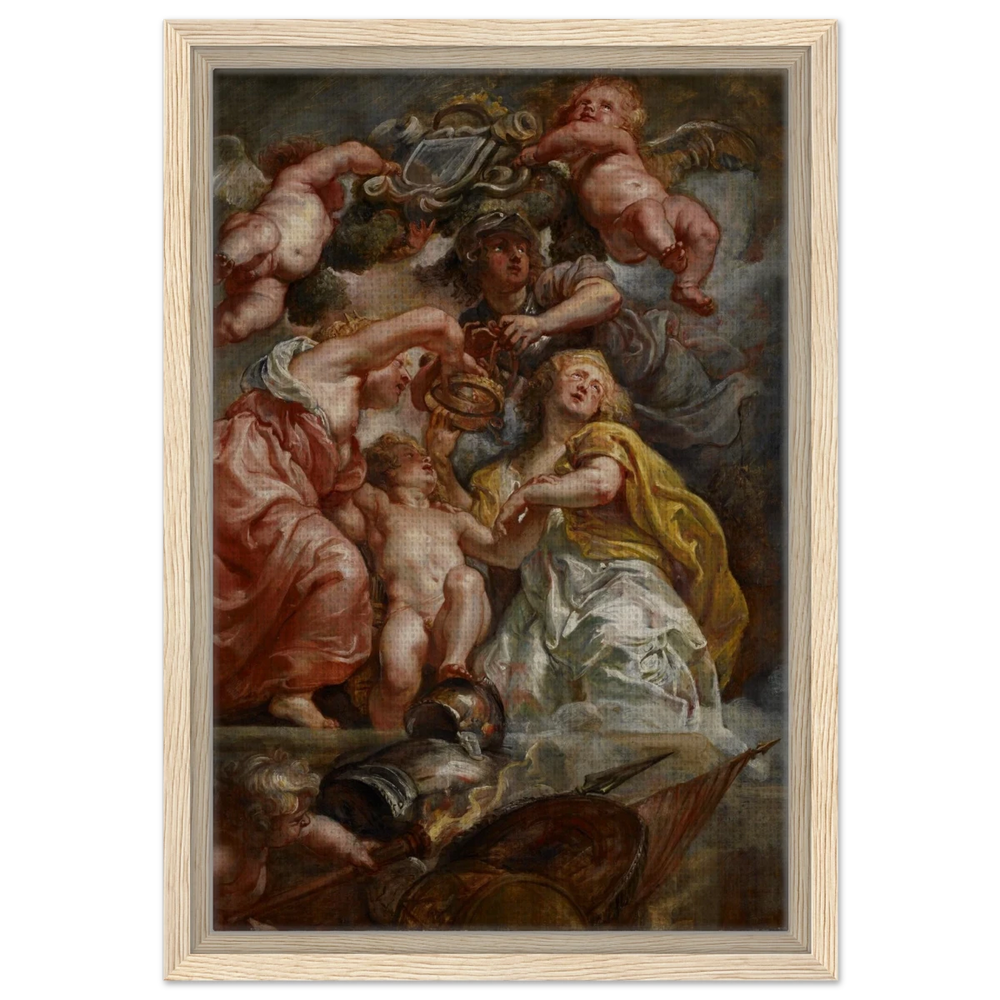 The Union of England and Scotland (Charles I as the Prince of Wales) – Artwork by Peter Paul Rubens | Wall art Print - Framed Canvas - 30x45 cm / 12x18″ - Wood frame