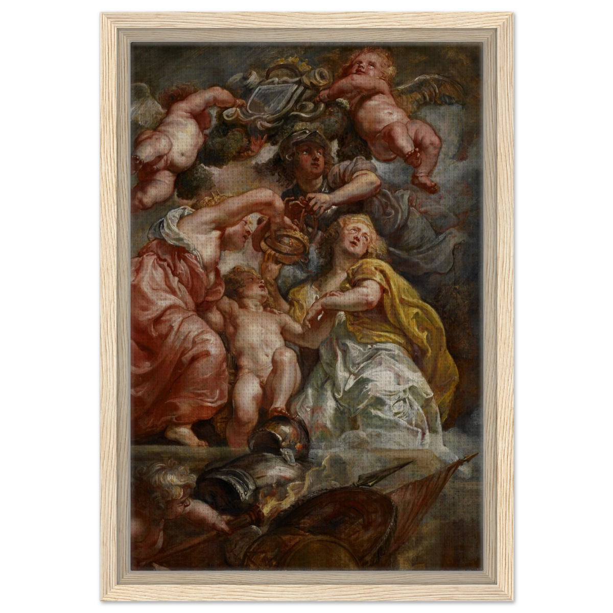 The Union of England and Scotland (Charles I as the Prince of Wales) – Artwork by Peter Paul Rubens | Wall art Print - Framed Canvas - 30x45 cm / 12x18″ - Wood frame