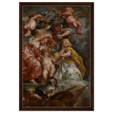 The Union of England and Scotland (Charles I as the Prince of Wales) – Artwork by Peter Paul Rubens | Wall art Print - Framed Canvas - 50x75 cm / 20x30″ - Dark wood frame