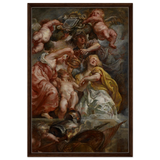 The Union of England and Scotland (Charles I as the Prince of Wales) – Artwork by Peter Paul Rubens | Wall art Print - Framed Canvas - 60x90 cm / 24x36″ - Dark wood frame