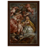 The Union of England and Scotland (Charles I as the Prince of Wales) – Artwork by Peter Paul Rubens | Wall art Print - Framed Canvas - 30x45 cm / 12x18″ - Dark wood frame