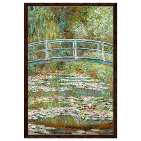 The Water Lily Pond by Claude Monet | Vintage wall art print - Framed Canvas - 60x90 cm / 24x36″ - Dark wood frame