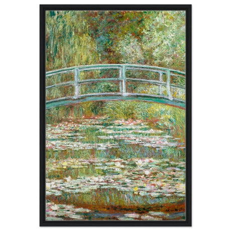 The Water Lily Pond by Claude Monet | Vintage wall art print - Framed Canvas - 60x90 cm / 24x36″ - Black frame