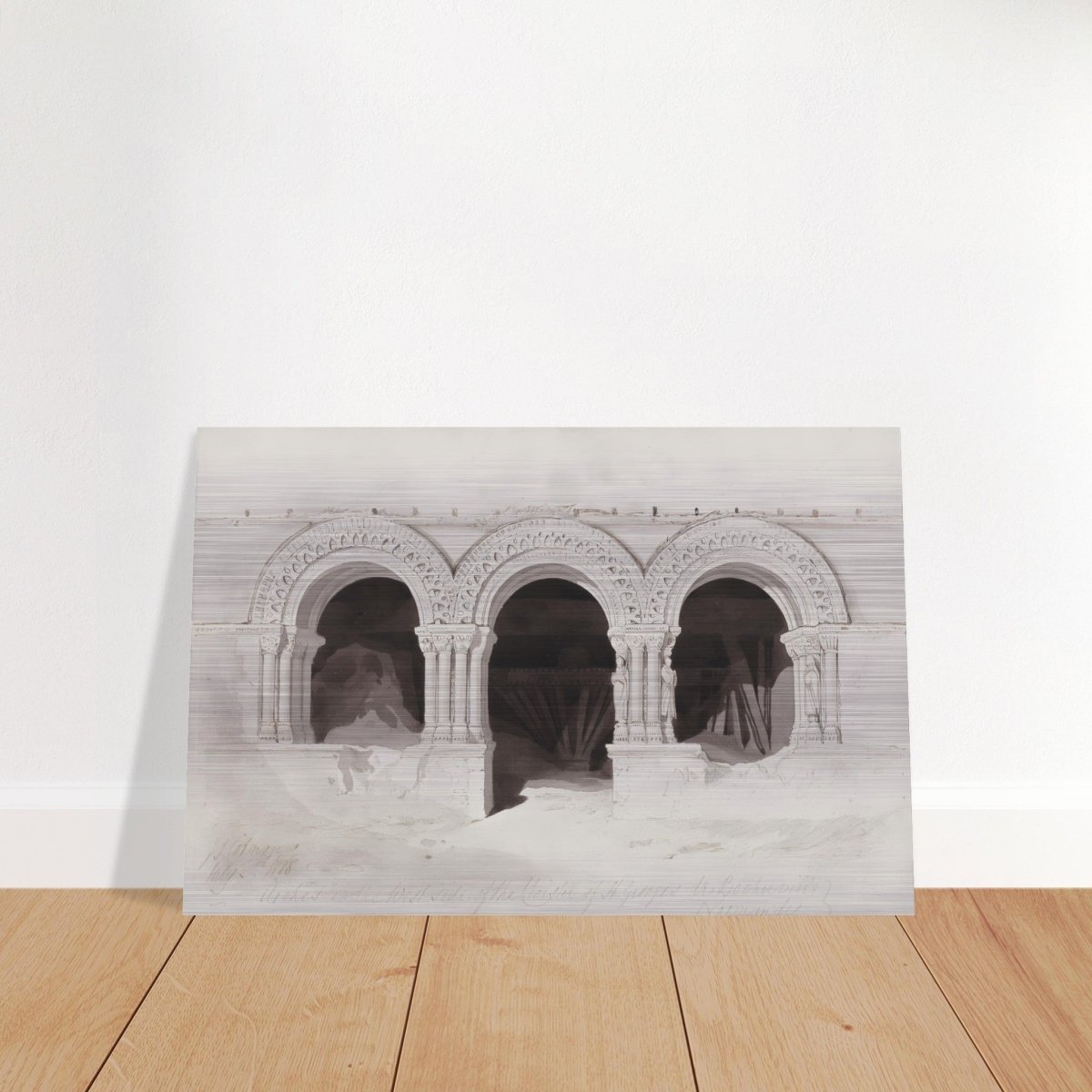 The West Side of the Cloister of St Georges de Boscherville by John Sell Cotman wall Art Print - Brushed Aluminum Print - 50x75 cm / 20x30″ - 