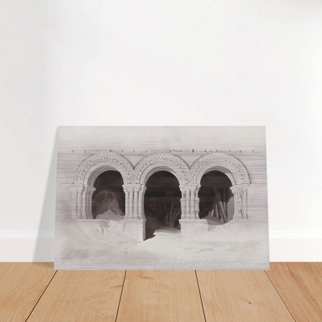 The West Side of the Cloister of St Georges de Boscherville by John Sell Cotman wall Art Print - Brushed Aluminum Print - 50x75 cm / 20x30″ - 